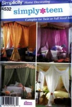 Simplicity Home Decorating Simplicity Teen Canopies for Twin & Full Size Beds Sewing Pattern ...