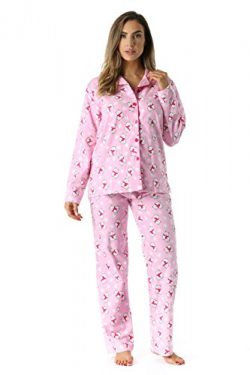 #followme 6371-10225-1X Printed Flannel Button Front PJ Pant Set