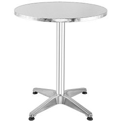 Hromee Bistro Bar Table 23.5″ Aluminum Round Tabletop for Indoor Outdoor Silver