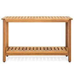 Best Choice Products 48in 2-Shelf Indoor Outdoor Multifunctional Eucalyptus Wood Buffet Bar Stor ...