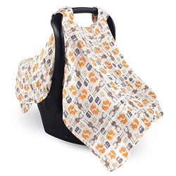 Hudson Baby Muslin Cotton Car Seat Canopy, Forest, One Size