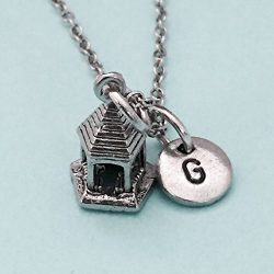 Gazebo necklace, gazebo charm, outdoor necklace, personalized necklace, initial necklace, initia ...