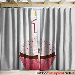 1st Birthday Drape for Pergola Curtain Kitchen Cuisine Inspired Pastry Delicious Cupcake Party w ...