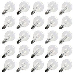 Clear Globe G40 Screw Base Light Bulbs, 1.5-Inch, Pack of 25