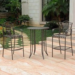 International Caravan 608286 3-Piece Bar-Height Patio Bistro Set, Brown