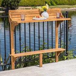 Great Deal Furniture Cassie Outdoor Natural Finish Acacia Wood Balcony Bar Table