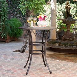 Calandra Outdoor 37 Inch Bronze Cast Aluminum Round Bar Table