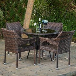 Great Deal Furniture Del Mar Outdoor Multibrown Wicker 5pc Dining Set