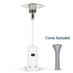 PAMAPIC 46000 btu Tall Stainless Steel Patio Heater with Cover 87-Inch, White