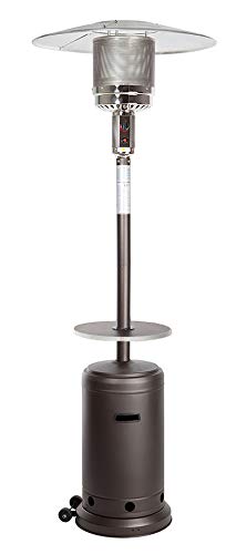 Golden Flame 46,000 BTU [XL-Series] Mocha (Matte Finish) Patio Heater w/Drink Table & Wheels ...