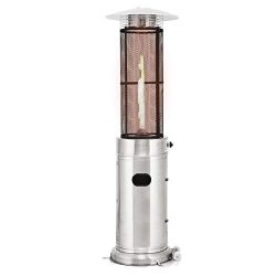 Giantex Outdoor Propane Patio Heaters Floor-Standing Round W/Dancing Flame, Wheels, Quartz Glass ...