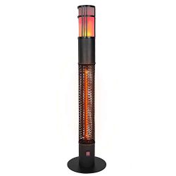 Star Patio Outdoor Freestanding Electric Patio Heater with LED Flame Light， Column Outdoor Heat ...