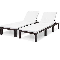 OAKVILLE FURNITURE 61702 Outdoor Patio Rattan Wicker Adjustable Pool Chaise Lounge Chair, Set of ...