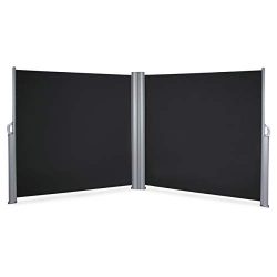 Belleze Retractable Double Folding Side Awning Screen Fence Patio Privacy Divider (19.6′ x ...