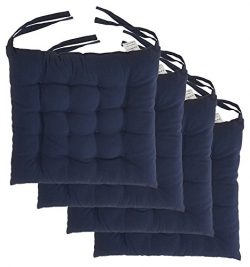 Cottone 100% Cotton Chair Pads w/Ties (Set of 4) | 16” x 15” Square | Extra-Comfortable & So ...