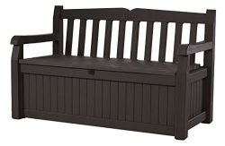 Keter 213126 Eden 70 Gallon All Weather Outdoor Patio Storage Garden Bench Deck Box, Brown (Cert ...