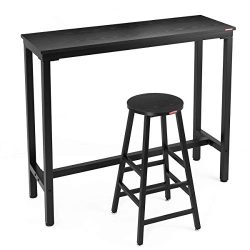 Mr IRONSTONE 2-Piece Bar Table Set, 47 ”Pub Dining Height Table Bistro Table with 1 Bar Stools W ...