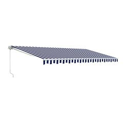 ALEKO AW12X10BWSTR03 Retractable Patio Awning 12 x 10 Feet Blue and White Striped