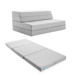 LUCID 4 Inch Folding Mattress and Sofa with Removable Indoor / Outdoor Fabric Cover – Twin ...