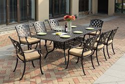 Darlee 201630-9PC-30SLD Cast Aluminum 9 Piece Rectangle Dining Set & Cushions, 42″ by  ...