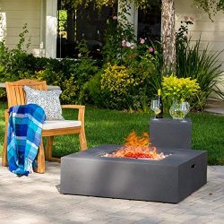 Hearth 50K BTU Outdoor Gas Fire Pit Table with Tank Holder (Square, Dark Grey)