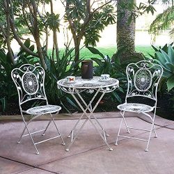 Modern Home Bordeaux Antiqued Iron 3pc Folding Bistro Set