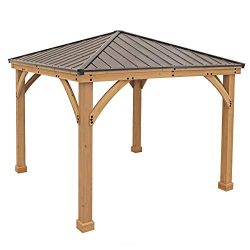 Yardistry 10′ x 10′ Wood Gazebo with Aluminum Roof