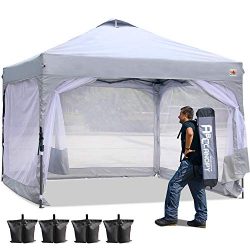 ABCCANOPY 10 x 10 Canopy Tent Ez Pop-up Tents Commercial Instant Shelter with Side Walls and Whe ...