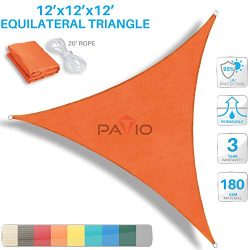 Patio Paradise 12′ x 12′ x 12′ Orange Sun Shade Sail Triangle Canopy, 180 GSM  ...