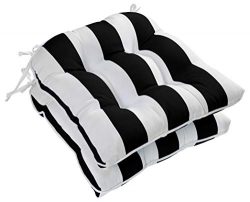 Ornavo Home Water Resistant Indoor/Outdoor Patio Decorative Stripe Tufted Wicker Chair Seat Cush ...