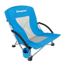 KingCamp Low Sling Beach Camping Folding Chair with Mesh Back (Blue)