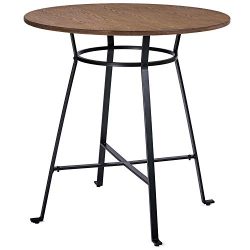 Harper&Bright Designs 36″ Height Retro Rustic Pub Bar Table Round Wood Table with Heav ...