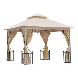 Outsunny 10’ x 10’ Steel Outdoor Garden Patio Gazebo Canopy with Mosquito Netting Walls