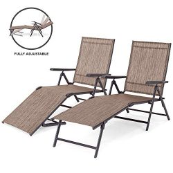 Best Choice Products Set of 2 Outdoor Adjustable Folding Chaise Reclining Lounge Chairs for Pati ...