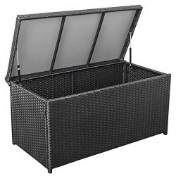 Sundale Outdoor Deluxe Wicker Deck Storage Box All Weather Patio Garden Furniture Patio Containe ...