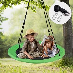 WONDERVIEW Tree Swing, Outdoor Swing with Hanging Strap Kit, 40 Inch Diameter 600lb Weight Capac ...