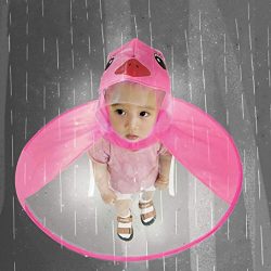 Tpingfe Cute Rain Coat, UFO Children Umbrella Hat Magical Hands Free Raincoat (Hot pink, S)