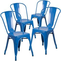 Flash Furniture 4 Pk. Blue Metal Indoor-Outdoor Stackable Chair