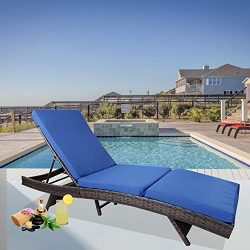 Leaptime Patio Chaise Lounge Rattan Chairs Outdoor Lounger Outdoor Furniture Pool Sunbed w/Cushi ...