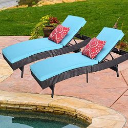 Do4U Outdoor Pool Garden Patio Chaise Lounge Recliner Bed, Easy to Assemble, Exp Rattan with Tur ...