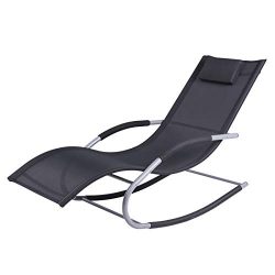 Outsunny Chaise Rocker Patio Lounge Chairs Swing Recliner Relaxer w/Pillow