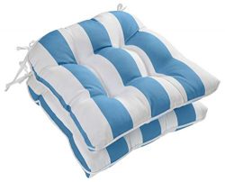 Ornavo Home Water Resistant Indoor/Outdoor Patio Decorative Stripe Tufted Wicker Chair Seat Cush ...