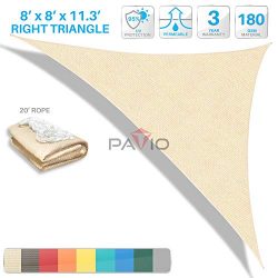 Patio Paradise 8′ x 8′ x 11.3′ Beige Sun Shade Sail Right Triangle Canopy, Per ...