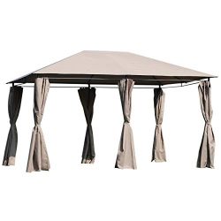 Outsunny 13′ x 10′ Steel Outdoor Patio Gazebo Pavilion Canopy Tent with Curtains  ...