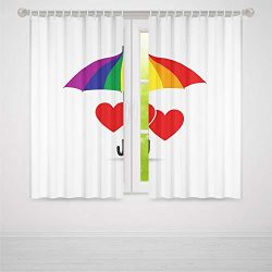 C COABALLA Living Room Curtains,Pride Decorations,Living Room Bedroom Window Drapes,Cute Heart S ...