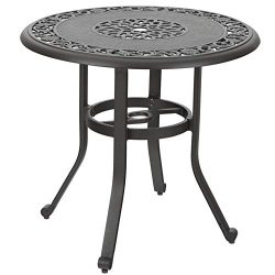 PHI VILLA 32 in Cast Aluminum Patio Outdoor Bistro Round Dining Table with Frosted Surface