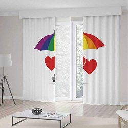 C COABALLA Blackout Bedroom Curtains,Pride Decorations,for Living Room,Cute Heart Signs Over Rai ...