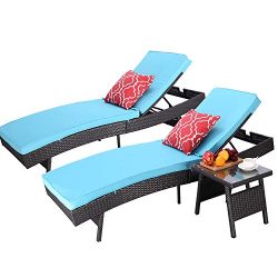 Do4U Adjustable Patio Outdoor Furniture Rattan Wicker Chaise Lounge Chair Sofa Couch Bed with Tu ...