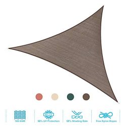 PHI VILLA Sun Shade Sail Triangle 16.5’x16.5’x16.5′ Coffee Patio Canopy Cover  ...