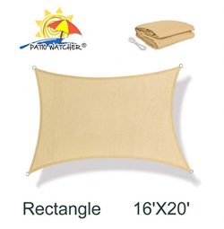 Patio Watcher 16′ x 20′ Rectangle Sun Sail Shade UV Block Shade Sail Perfect for Out ...